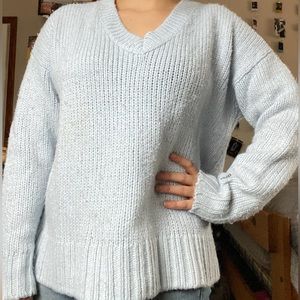 VS PINK Light Blue V-neck Sweater